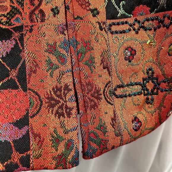 Ellen Fig Womens Medium Multi Color Floral Full Zip Lined Beaded‎ Blazer Jacket - Picture 11 of 15